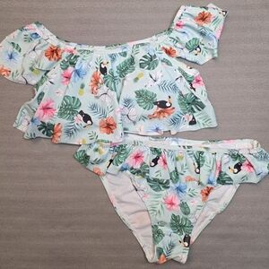 Tropical Off-Shoulder Bikini Set